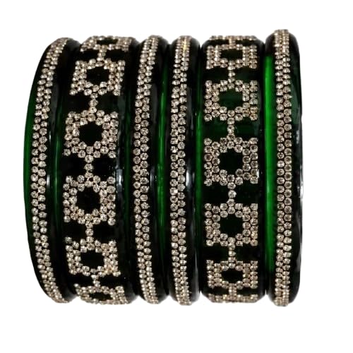 Green Stone Bangles Set | Premium Glass Bangles for Women | Bridal Chudi Set | Wedding All Festival Bangle Designer Bangles | Indian Traditional Jewellery Trending Bangle-image-15