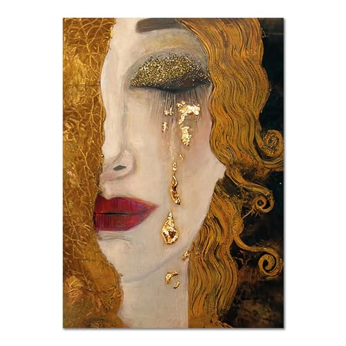 Giallobus - Quadro - Gustav Klimt - Lacrime dorate - Vetro acrilico - 70L x 100l cm - Pronto da appendere - Quadri moderni per la casa