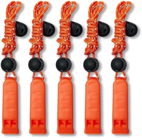 Emergency Whistle, 120db Safety Whistle Survival Shrill Loud for Camping Hiking Hunting Boating Fishing Life Vest Jacket Rescue Signaling Kids Lifeguard 5 Pack