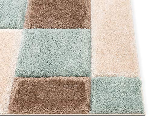 Image of SWEET HOMES. Super Ultra Soft 3D Shaggy Handcrafted Anti-Skid Silk Touch Carpet, Size 3X5 Feet, Colour, Beige /Green /Ivory