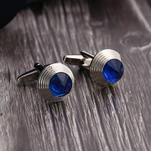 Mancuernillas para hombre con esfera azul y acero inoxidable miniatura 3