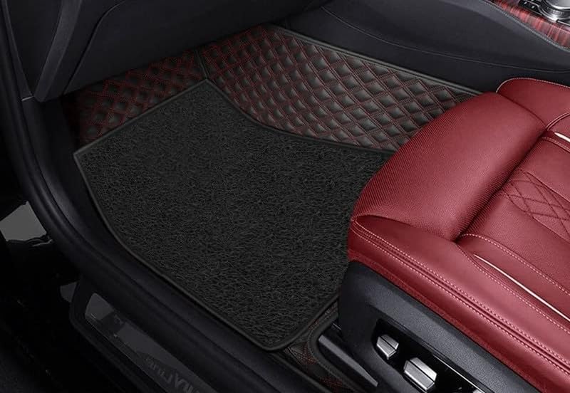 Image of NCEHEAL 7D Compatible with MG ZS Custom Fitted Faux Leather 7D Antiskid Car Floor Mats - Black with Red Thread