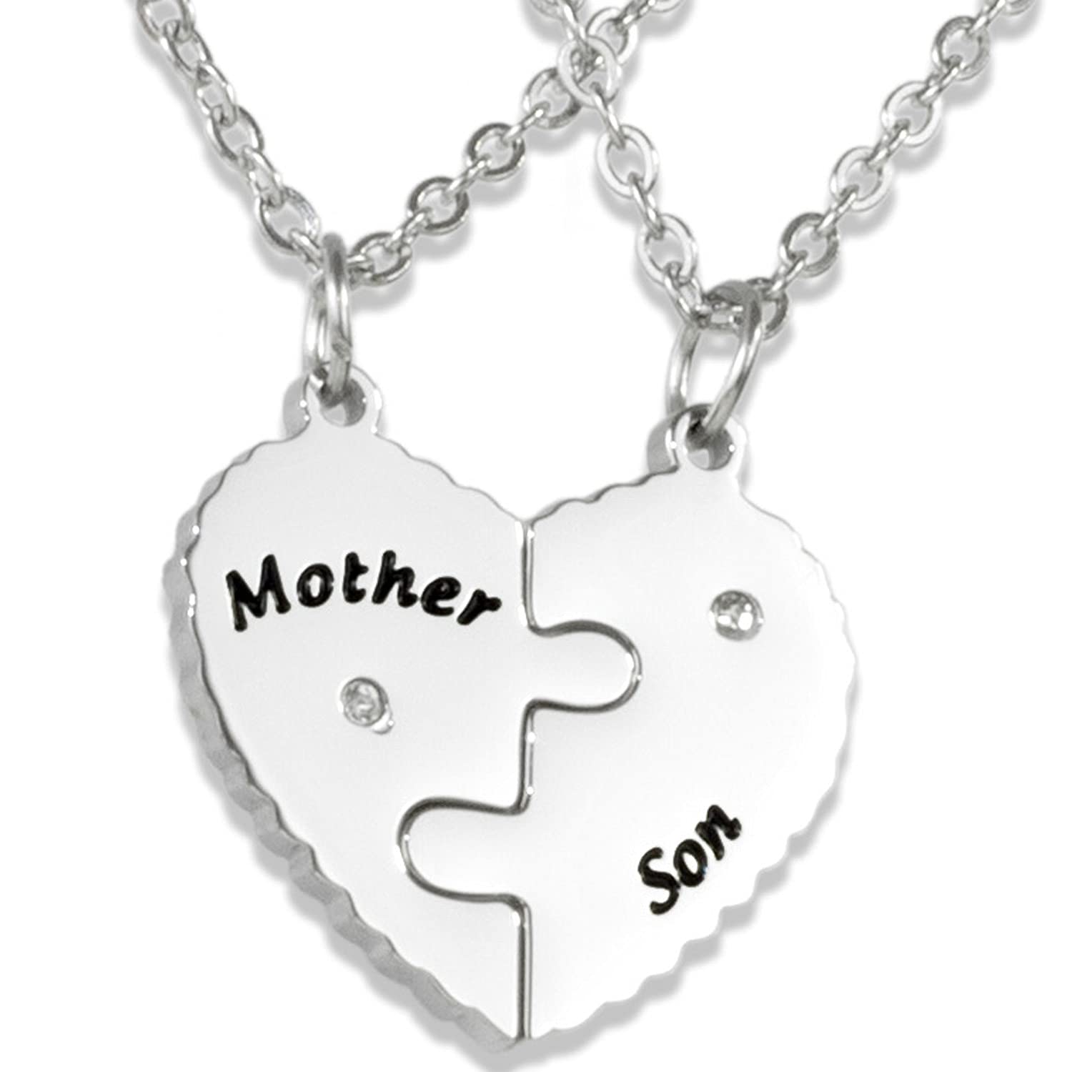Kivosliviz Mom and Son Heart Necklace Matching Sets, Stainless Steel, No Gemstone, Unisex Adult, Mothers, Sons, Women, Children, Heart Pendant Necklaces, Special Occasions