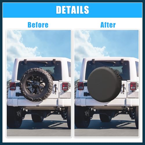 Image of Universal 190T Polyester Spare Tire Cover for Jeep Trailer RV SUV Truck Wheel Suitable for Tires Size 27 inch-28 inch Fit Overall Wheel Diameter 15 Inch Automotive Parts
