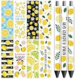 Peacoblue UV DTF Stiftfolien Transferaufkleber Zitrone – 48 Stück Wasserdichte High Definition-Druck Klebefolien für personalisierte DIY-Stifte, Dekoration & Muttertagsgeschenke