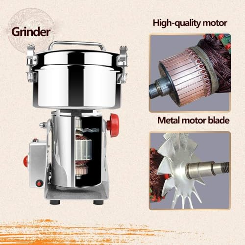 Image of Heavy Duty Electric Spice Grinder | 5000g Capacity | 5000W Stainless Steel Commercial Grinding Machine | 32000 RPM