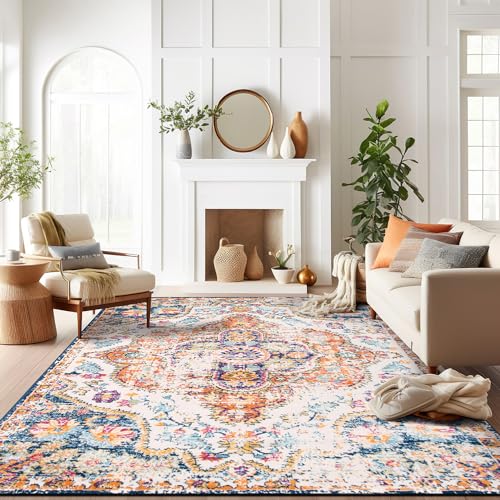 Rugshop Vintage Distressed Bohemian Large Area Rug for Living Room,Bedroom,Dining