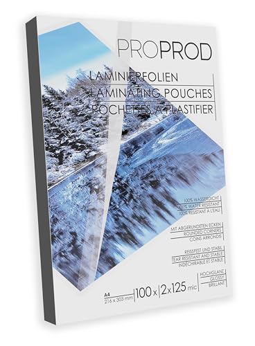 ProProd - Pochettes de plastification brillantes A4 2x125 microns , Pack de 100 - L'emballage peut varier