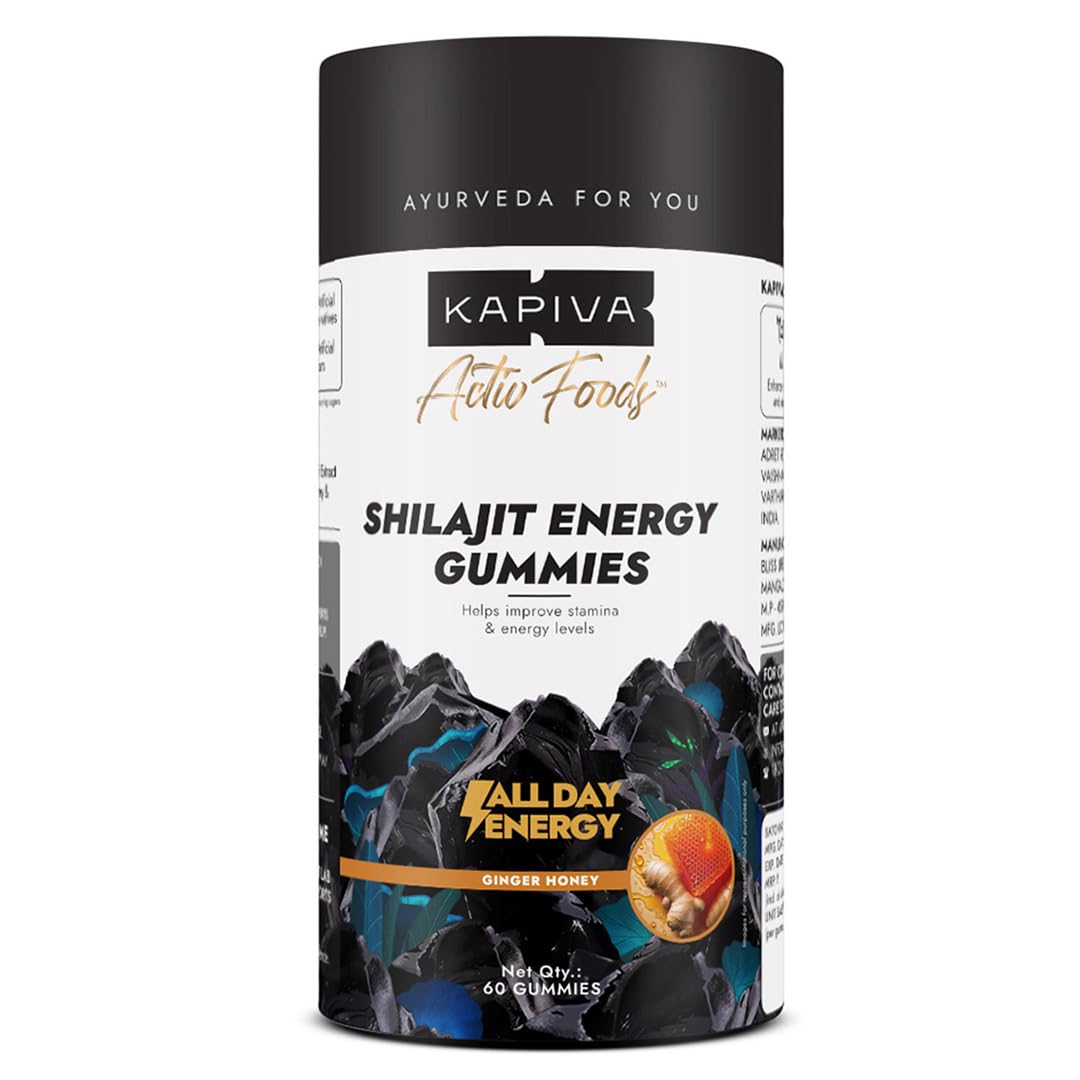 KapivaHimalayan Shilajit/Shilajeet Gummies (60 Count) | Ginger Honey Flavour | 225mg Shilajit/Gummy | NABL-Certified Shilajit Gummy | Boosts Energy Levels, Endurance & Stamina