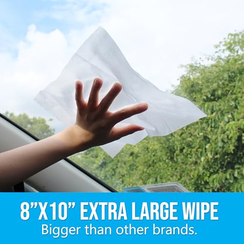 Image of Air Jungles Glass & Window Cleaner Wipes 70 Count (Pack of 2), XL 8x10 Inch | Ammonia-Free, Streak-Free, Safe For Car Windshield, Headlight, Mirror, Tile & Home Glass, Removes Fingerprints, Dust, Dirt