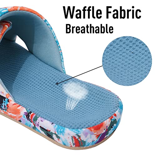 Shevalues Summer House Slippers For Women With Arch Support Breathable Waffle Cotton Indoor Slippers Slip On Open Toe Home Shoes thumb #3