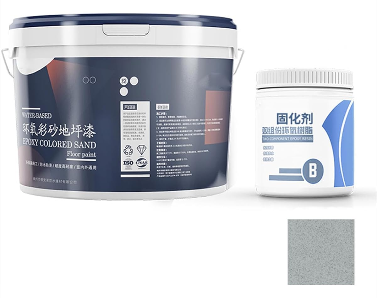 Pintura epoxi para pisos color arena, revestimiento autonivelante epoxi color arena, revestimiento de garaje con efecto mármol de alto brillo (Gris mar, 1 kg)