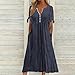 Ceboyel Womens Eyelet Casual Summer Dress Boho Embroidery Maxi Dresses Pleated Long Dress Vacation Trendy Clothing 2024 Womens Casual Summer Dresses Navy X