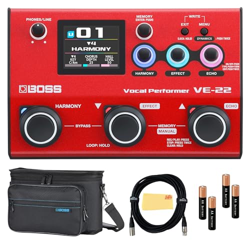 Boss VE-22 Vocal Performer Bundle with Carry Case, Gearlux XLR Cable, 4 AA Batteries, and Austin...