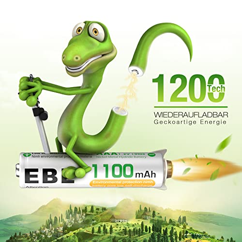 EBL AAA Akku 1100mAh 8 Stück - wiederaufladbare Batterien AAA, Typ NI-MH Batterien, geringe Selbstentladung mit Akkubox… – Bild 4