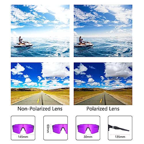 OULAIQI Cycling Sunglasses Polarized Sunglasses for Cycling Men Women with 3 Interchangeable Lens Baseball Glasses