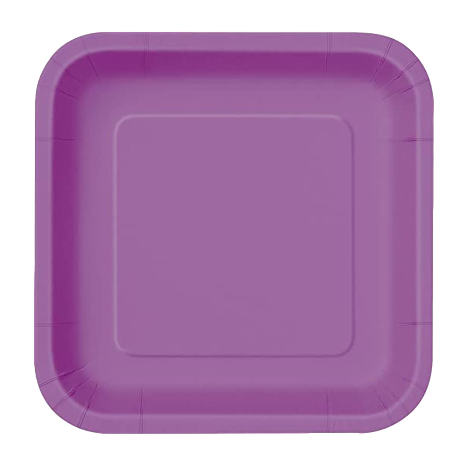 Trimming Shop 9" Heavy Duty Square Dessert Plates Deep Purple Disposable Plates 23cm - Colour Themed Paper Tableware for BBQs, Weddings, Birthday, Multipurpose Occasions (14 Pack)
