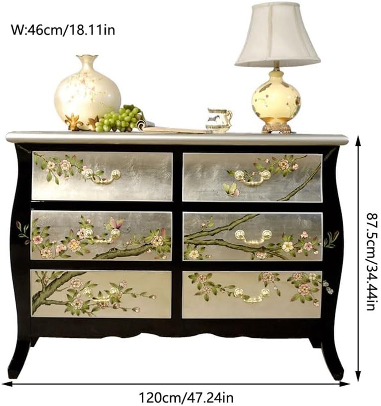 Sideboard Cabinet Hand-Painted Storage Decoration Entrance Cabinet Bedroom Living Room Light Luxury TV Chest Board Wood Dining Sideboard Sideboard Cabinet with Drawers