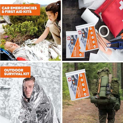Emergency Blankets Mylar Thermal Blanket-(5 Pack) of Gigantic Space Blanket 82 * 64 in. Survival Blankets Heavy Duty Camping Gear,First Aid… - Image 6