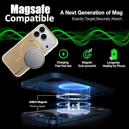 Image of AIBEX Ultra-Thin Mag-Saf Back Cover Case Compatible with iPhone 17 Pro| Slim Fit Scratch-Resistant Matte | Magnetic Wireless Charging | Microfibre Lining | Camera Protection (PC Material) - Gold