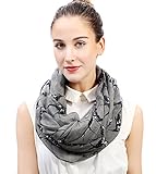 Lina & Lily Bird Print Women's Infinity Scarf Lightweight All Season (Swallows Birds - Gray)