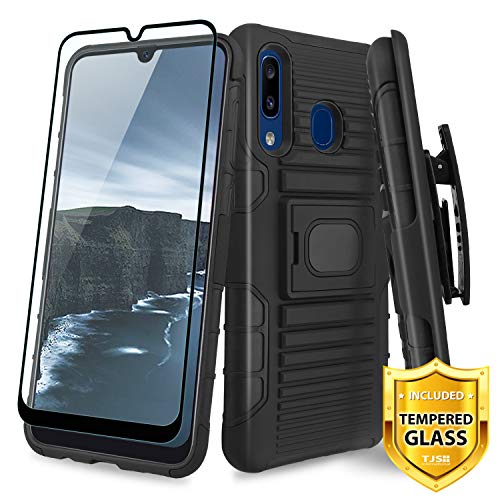 TJS Case for Samsung Galaxy A20/Galaxy A30, with [Full Coverage Tempered Glass Screen
