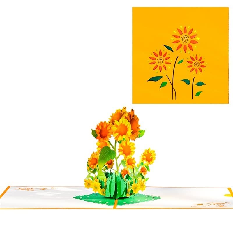 Glückwunschkarte Pop-up-Blumen-Karte 3D Sonnenblume-Grußkarten for den Valentinsgruß-Tag Get Wohlmutter-Tag-Geburtstags-Jubiläum (10 Packung)
