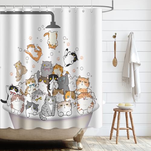 APROPHIC Cortina de ducha divertida 180 x 180 cm, cortinas de