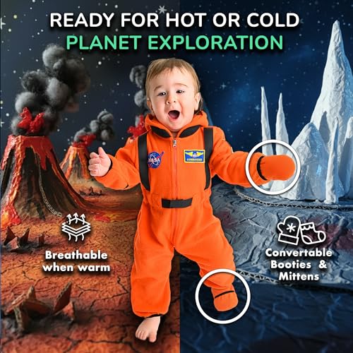 Astronaut Fleece Bunting - Baby & Toddler Kids Fleece Bodysuit with Elastic Waist – Hooded One Piece NASA Jumpsuit3