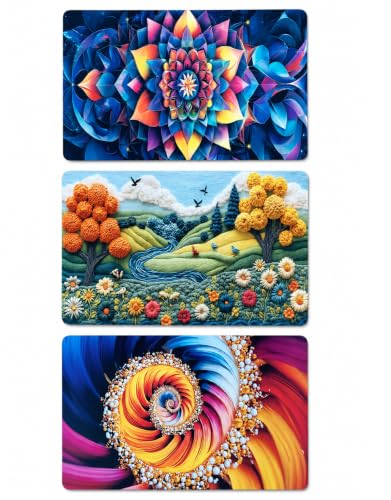 Image of BENAVJI Printed Bath Mat Combo Pack of 3 (14 x 23 Inch) | Super Soft Quick Dry Bathroom Floor Mat | Anti-Slip Water Absorbent Rug for Bathroom, Kitchen, Bedroom & Entrance | Multicolor