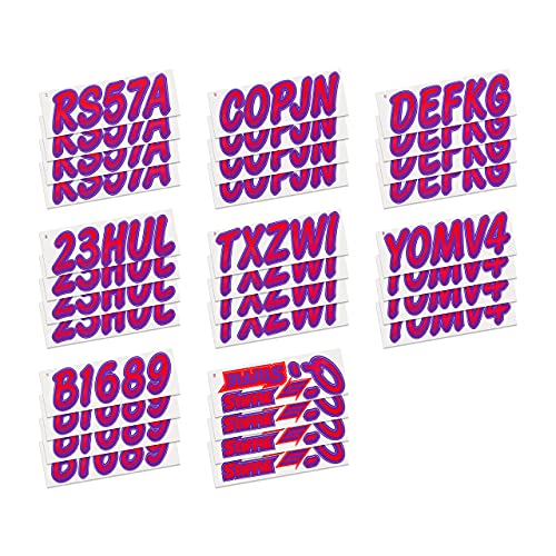Image of STIFFIE Whipline Red /Purple 3 inch Boat & PWC Registration Decals • Numbers Letters Stickers