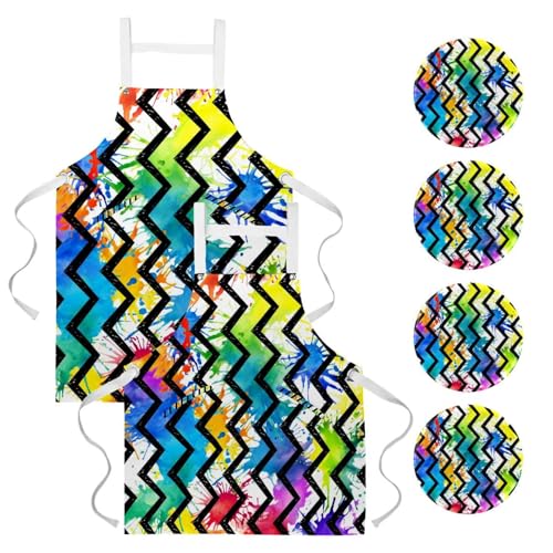 Tablier de serveuse pour cuisine et nettoyage de la maison style arc-en-ciel
