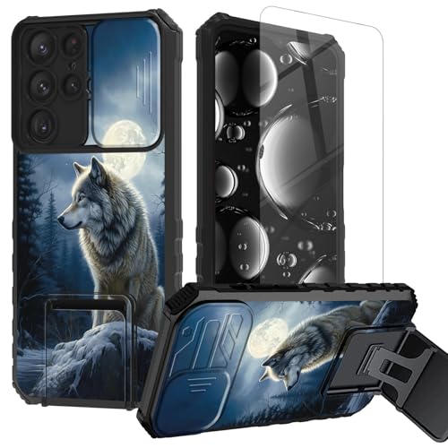 Coque Samsung S25 Ultra double couche au design loup artistique