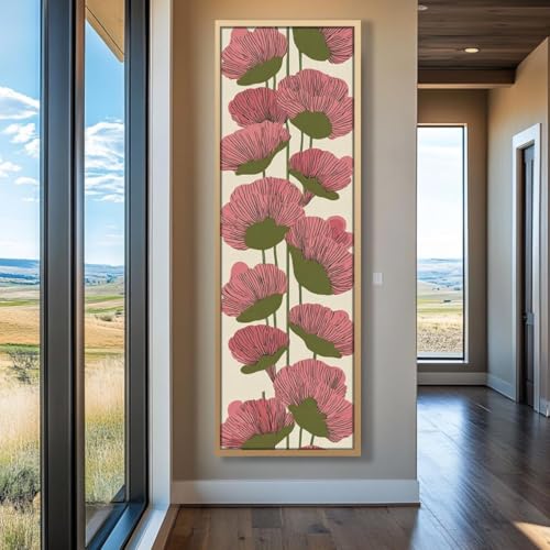 Impression abstraite verticale allongée XBTYKPB | Toile avec cadre intérieur