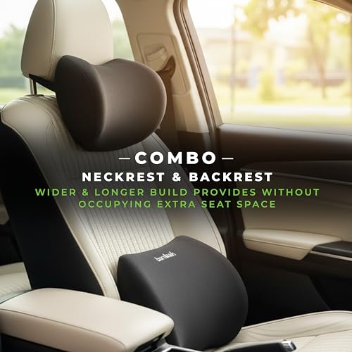Image of Neck Rest & Lumbar Seat Cushion Combo Memory Foam Car Seat Back Support, Orthopedic Lumbar Back Rest for Back Pain Relief, Office Chair & CarBack Support Support Pillow