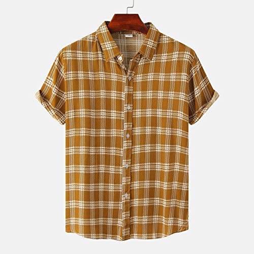 Chemise hawaïenne pour hommes en coton de curcuma à manches courtes