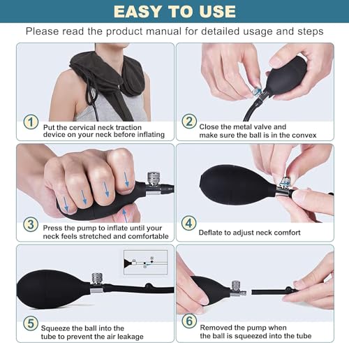 Pogcay Neck Stretcher, Neck Traction Device, Cervical Traction Device For Neck Pain Relief, Neck Brace Adjustable Inflatable Neck Stretcher thumb #6