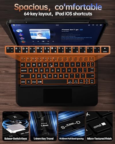Image of Intermerge for iPad 9th Generation 10.2 inch Case with Keyboard, 360 Rotating Multi-Touch Trackpad, 7-Color Backlit Keyboard, Transparent Back Shell, Compatible with iPad 9th(10.2inch,2021), Black