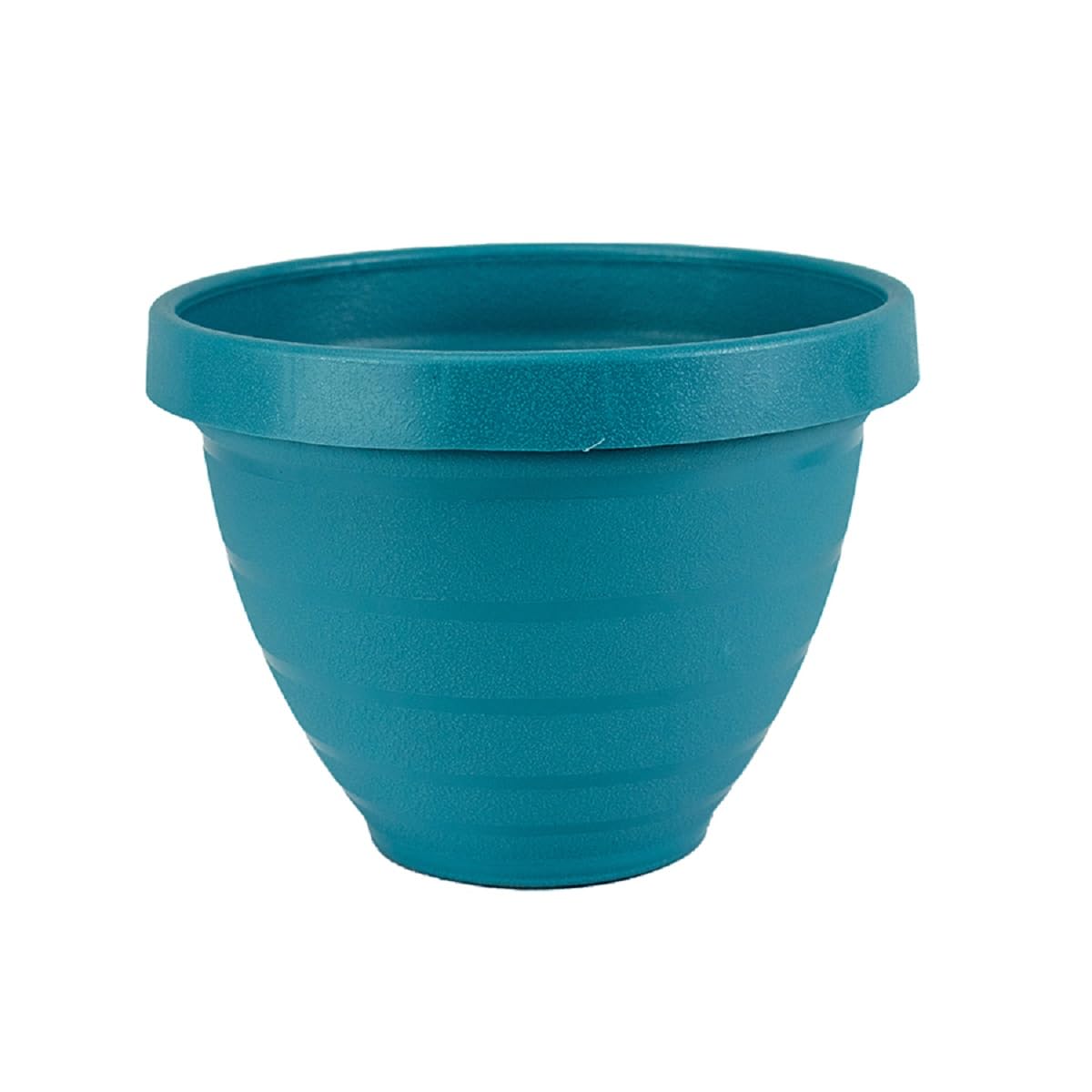 The HC Companies 16 Inch Rings Planter with Self Watering Disk - Lightweight Indoor Outdoor Plastic Plant Pot for Herbs and Flowers, Blue