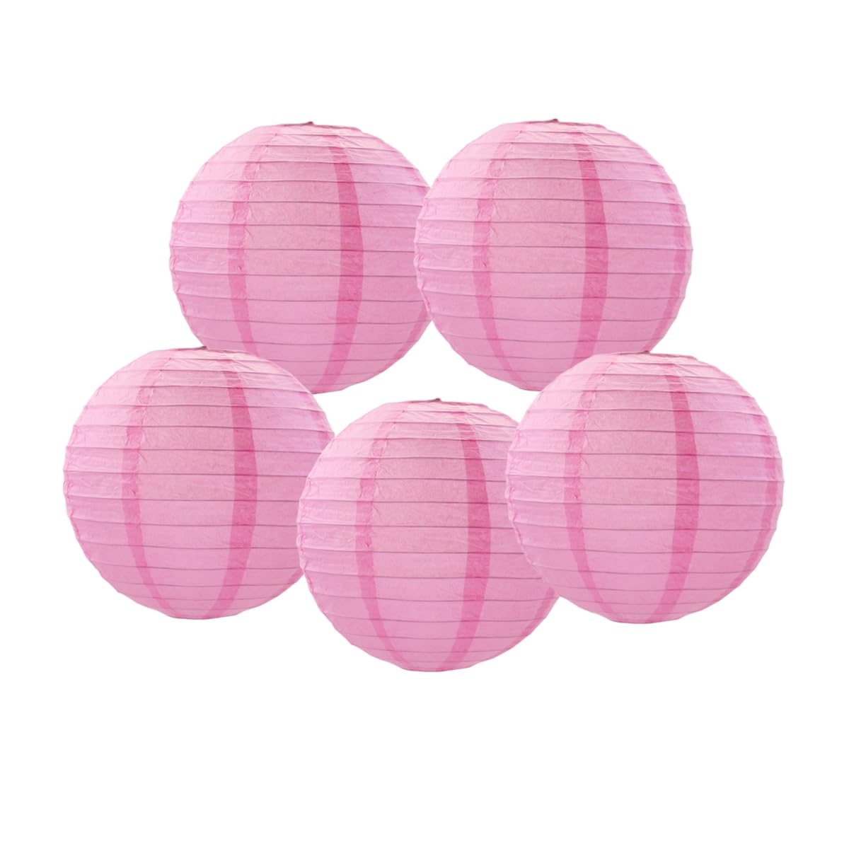 SrchJoy Paper Lanterns Pack of 5 Chinese Wedding Paper Lantern lampshade Lights Round Hanging Lantern for Birthday Party Decorations (Pink, 5 Pcs - 14" (35cm))