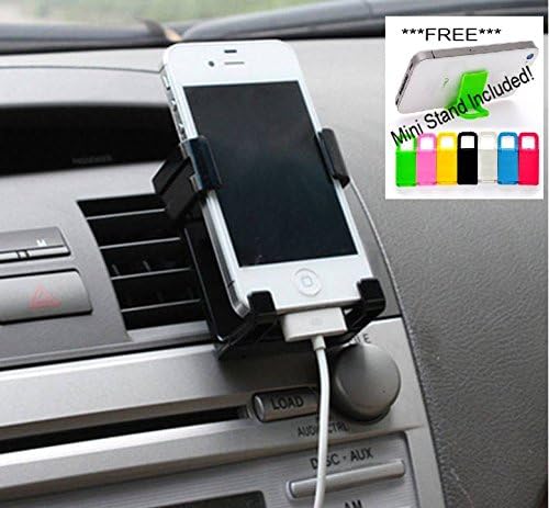 BLACK Voltshop Car Air Vent Cradle Mount Holder Kit for Most Smartphones and GPS with FREE Mini Phone Stand Grip