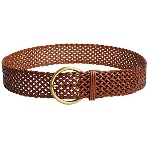 ICGSUQR Women's Braided 2Inch Wide Leather Waist Belts for Women Dress Waistbands Corsets Woven Belt Cover