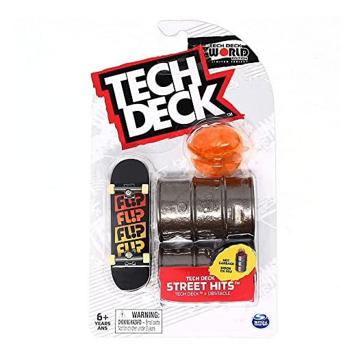 TECH DECK Street Hits World Edition Limited Series Flip Skateboards Odyssey Quattro Black Orange Fingerboard & Hot Garbage Obstacle