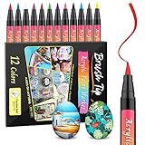 Acrylstifte für Steine Wasserfest, 12 Farben Permanent Steine Bemalen Acrylstifte Marker Stifte Fein Acrylmarker für Geschenkekarte, DIY Fotoalben, Papier, Glas, Keramik, Rock, Holz, Hochzeit (1-6MM)