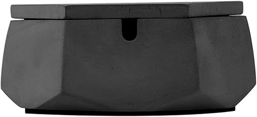 FREELOVE CUILV - Cenicero de concreto con tapa y revestimiento de acero inoxidable, cenicero geométrico de cemento Wabi-Sabi para uso en interiores