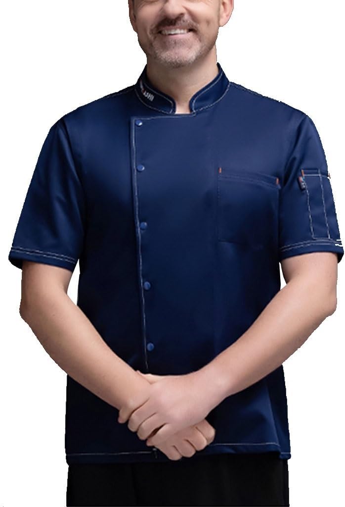 Unisex Chef Jacket Work Cooking Coats Short Sleeve Chef Coat for Men Women Hotel Restaurant Classic Uniform