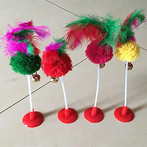 Huhuswwbin Juguetes interactivos para Gatos, 3 Piezas de Peluche de Peluche para Mascotas, Gatos, Juguete de interacción, con Ventosa, Color al Azar