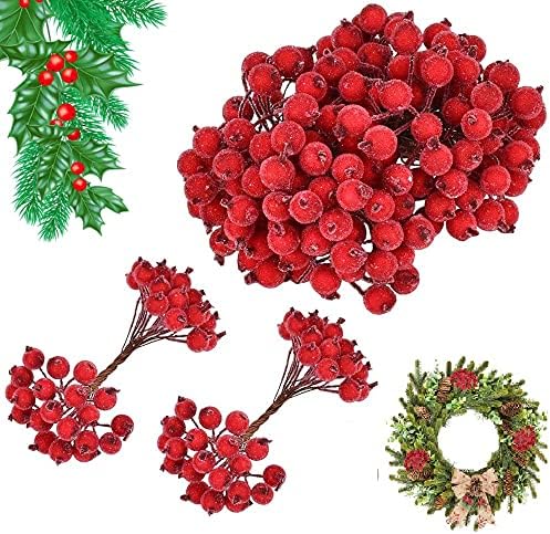 2 Branches De Baies Artificielles Blanc 25x25 Cm | Décoration Noël Mariage | Fausses Baies Houx Myrtille | Décor Table