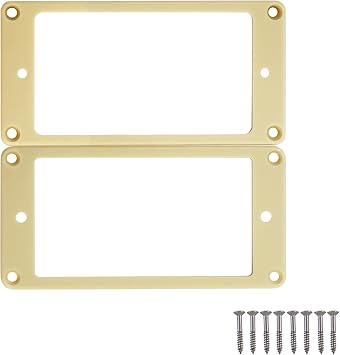 Set of 2 Plastic Flat Bottom Humbucker Pickup Mounting Ring Set - Bridge & Neck Pickups Cover Frame with Mounting Screws, Replacement Part for Epiphone Ibanez Electric Guitar, Cream