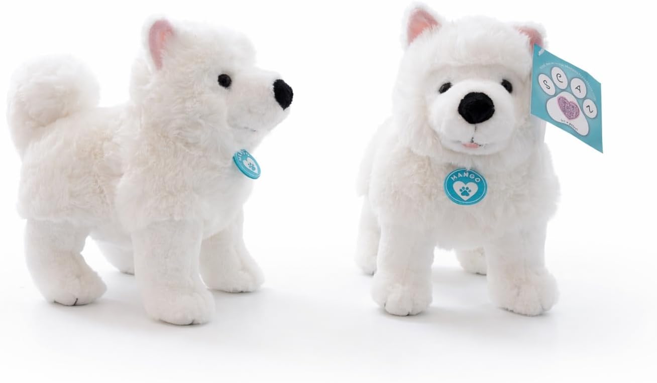 Mango's Travel Tails Samoyed Plush Stuffed Animal –12" Ultra-Soft Realistic White Fluffy Dog | Luxury Gift-Ready Paw Print Bag, w/Bow & Card | Companion for Kids & Dog Lovers! image 4